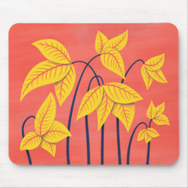 Abstrakt Flowers Coral Gult Blommigt Geometric Art Musmatta