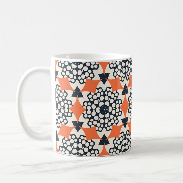 Abstrakt Flowers: Enkel geometrisk Vintage Kaffemugg (Vänster)