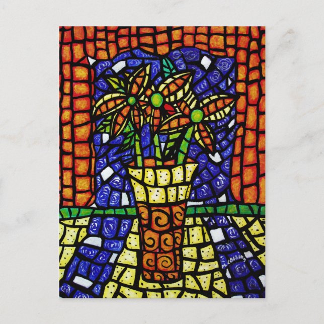 Abstrakt Flowers i Vas Vykort (Framsida)