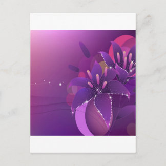 Abstrakt Flowers Lila Lillies Vykort
