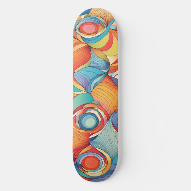Abstrakt Flowers Mini Skateboard Bräda 18,5 Cm (Framsida)