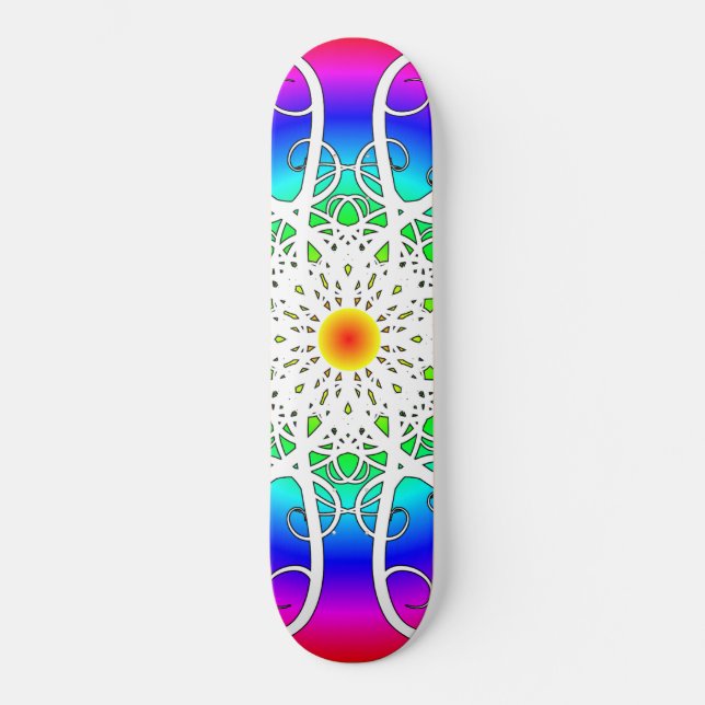 Abstrakt Flowers Mini Skateboard Bräda 18,5 Cm (Framsida)