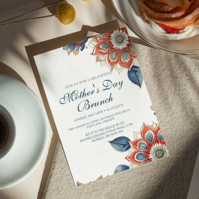 Abstrakt Flowers Mors dag Brunch Inbjudningar (Skapare uppladdad)