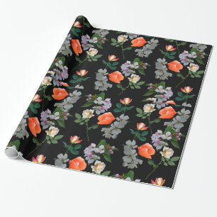 Abstrakt Flowers on Black Background Wrappape Presentpapper