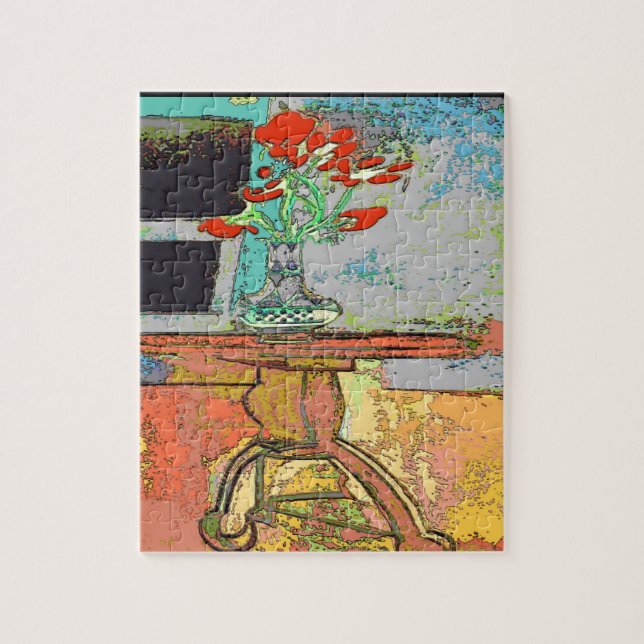 Abstrakt Flowers på Bord Pussel (Vertikal)