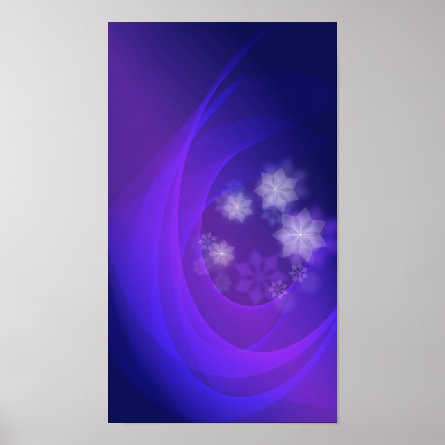 Abstrakt Flowers på uppsatt indigo-bakgrund Poster (Framsidan)