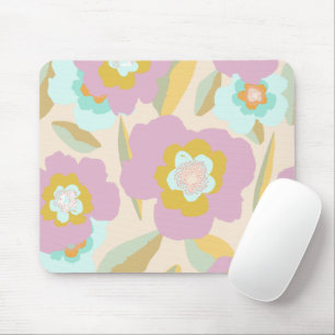 Abstrakt Flowers Pastel Lilac-Blommönster Musmatta