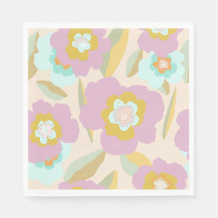 Abstrakt Flowers Pastel Lilac-Blommönster Pappersservett