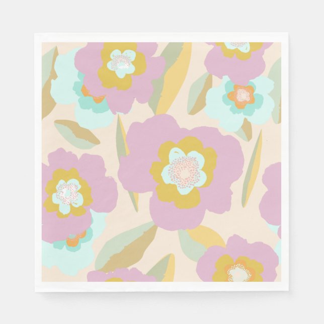 Abstrakt Flowers | Pastel Lilac-Blommönster Pappersservett (Framsidan)