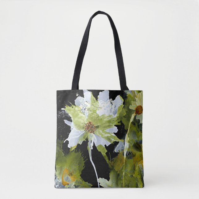 Abstrakt Flowers Tote Bag Tygkasse (Framsida)