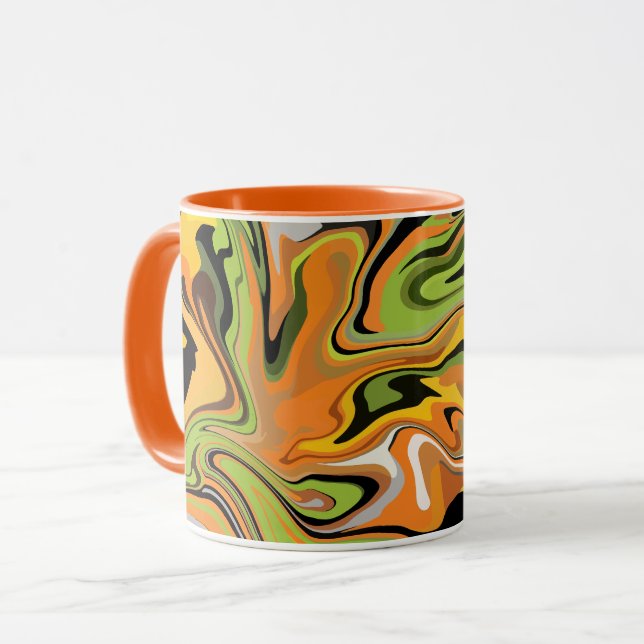 Abstrakt Flowing Vågar of Autumn Färg Mugg (Framsida vänster)