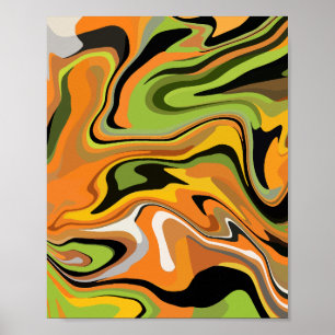 Abstrakt Flowing Vågar of Autumn Färg Poster