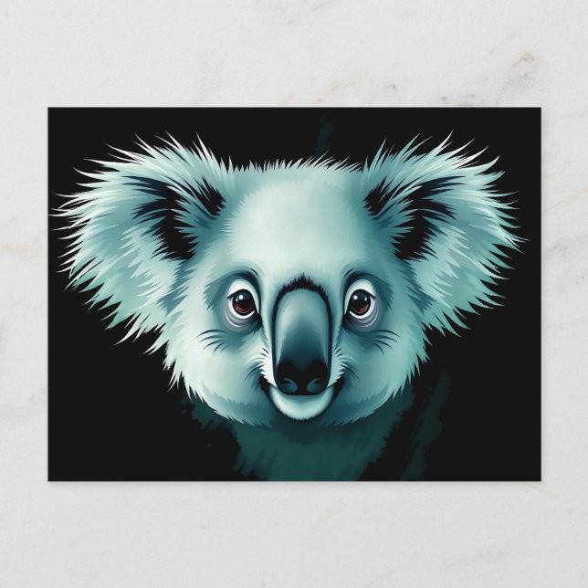 Abstrakt Fluffy Koala Porträtt Vykort (Framsida)