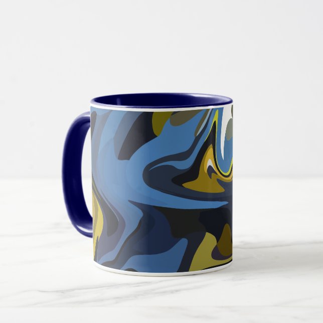 Abstrakt Fluid Art med Floed Kurvor Mugg (Framsida vänster)