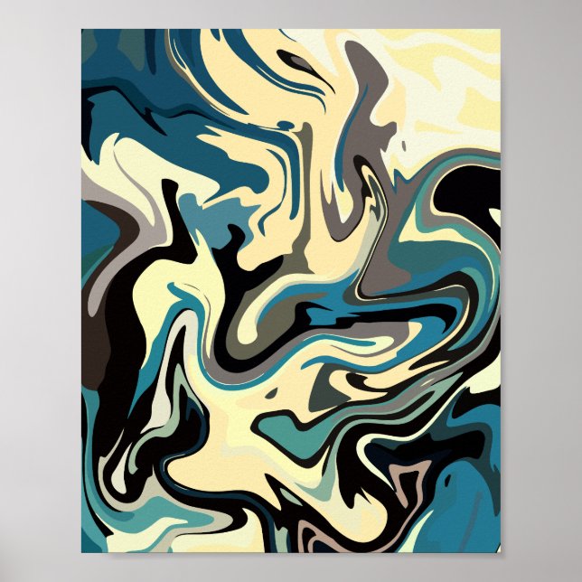 Abstrakt Fluid Art med jordade toner Poster (Framsidan)