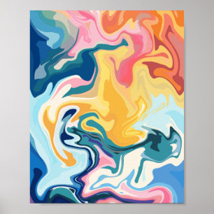Abstrakt Fluid Art med Vibrant Färg Poster