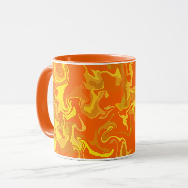 Abstrakt Fluid Design med varma toner Mugg (Framsida vänster)