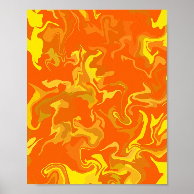 Abstrakt Fluid Design med varma toner Poster (Framsidan)