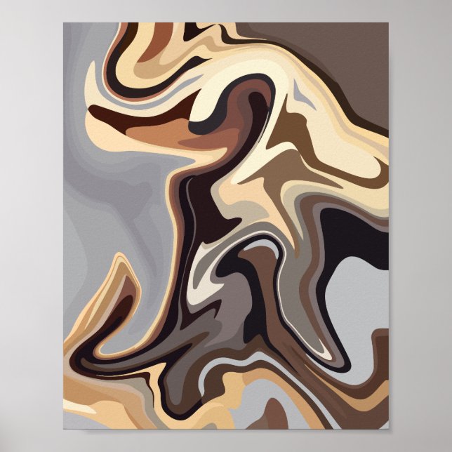 Abstrakt Fluid Harmony in Warm Earth Tones Poster (Framsidan)