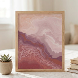 Abstrakt fluid konst i rosa och terrakotta poster