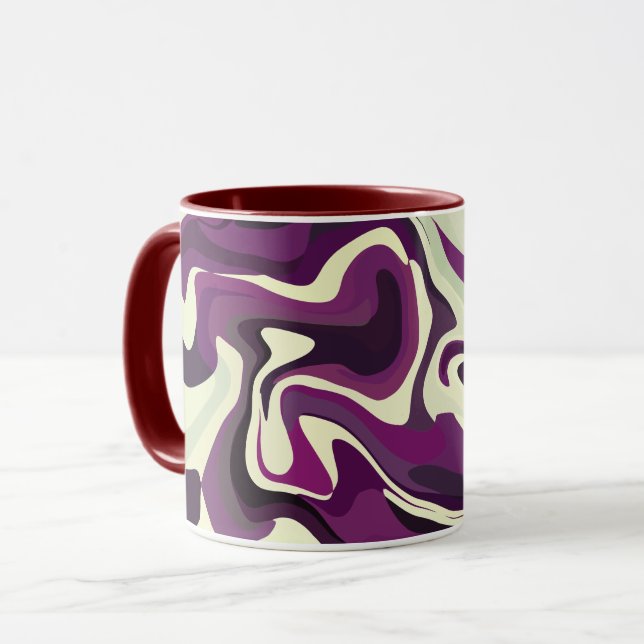 Abstrakt Fluid Konst med Lila och Krämiga Nyanser Mugg (Framsida vänster)