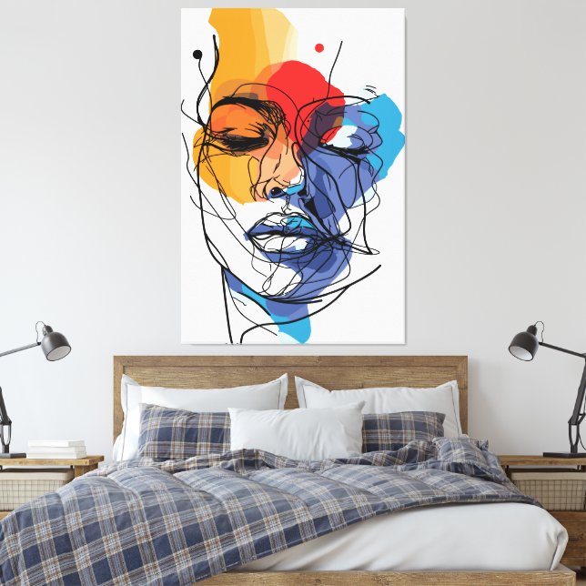 Abstrakt Fluid Linje Ansiktskonst Canvastryck (Insitu (sovrum))