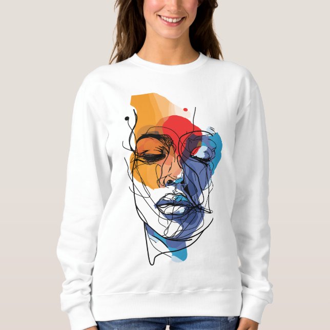 Abstrakt Fluid Linje Ansiktskonst T Shirt (Framsida)