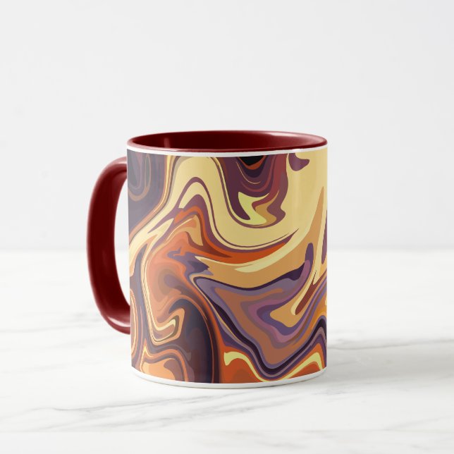 Abstrakt Fluid Swirl-design i varma toner Mugg (Framsida vänster)