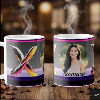 Abstrakt Flytande Bokstav X Neonfjädrar Kaffemugg