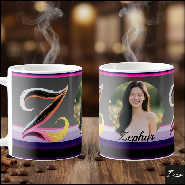 Abstrakt Flytande Bokstav Z Neon Fjädrar Kaffemugg (This is a sample design. There are several models to choose from, with the name and color changed.
)