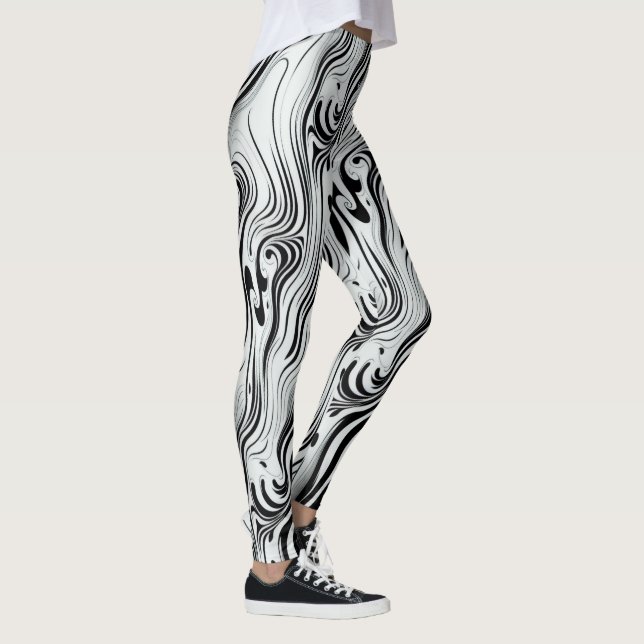 Abstrakt Flytande flytande Abstrakt Swirl Art Leggings (Höger)