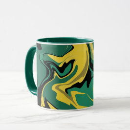 Abstrakt Flytande Grön Och Gul Design Mugg