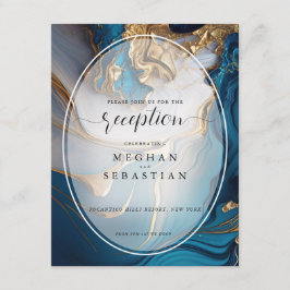 Abstrakt Flytande Guld på blå marble Tilläggskort