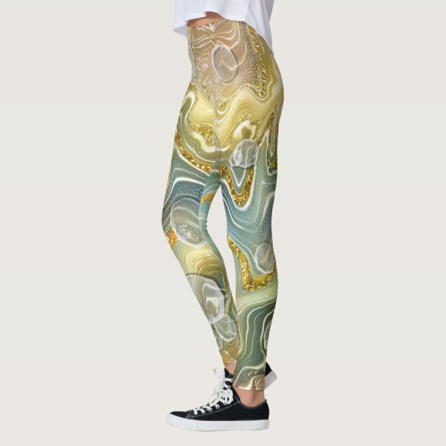 Abstrakt flytande marmorstensstruktur bakgrund leggings (Vänster)