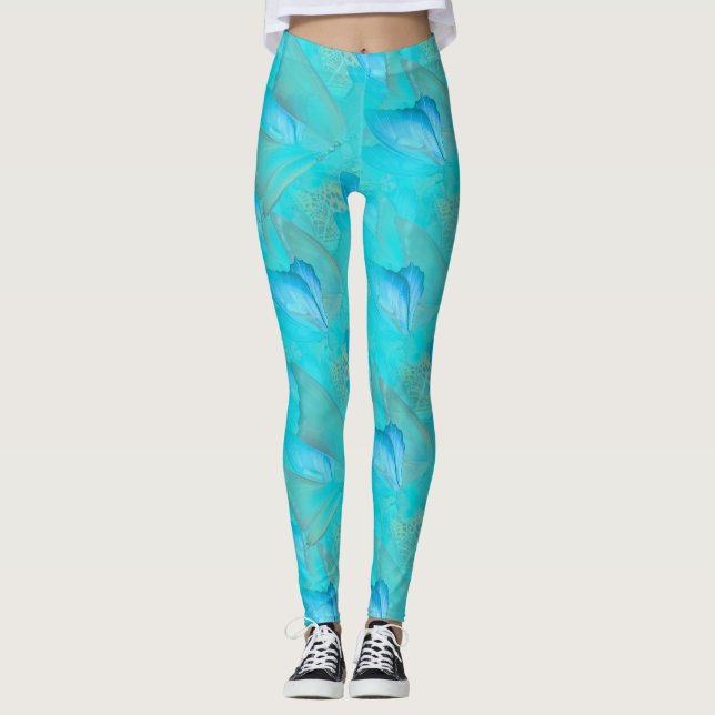 Abstrakt Flytta Butterflies Leggings (Framsida)