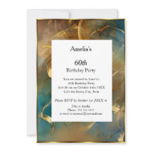 Abstrakt Födelsedagsfest blue teal guld modern