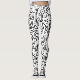 Abstrakt fodrar 130318 (a) - svärtar på vit leggings