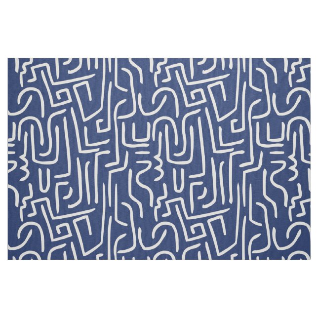 Abstrakt fodrar 130318 - vit på #1D336D-blått Tyg (Fat Quarter)