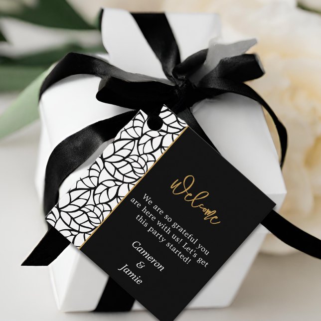 Abstrakt Foliage Mönster Bröllop Gåvor Etiketter (Abstract Foliage Pattern Wedding Favor Tags)