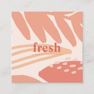 Abstrakt Foliage Peach Rosa Coral Cream Fyrkantigt Visitkort