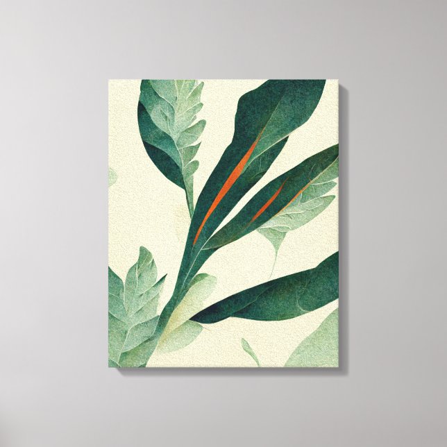 Abstrakt Foliage Plant Lämna Canvas Paint Wall Art (Framsida)