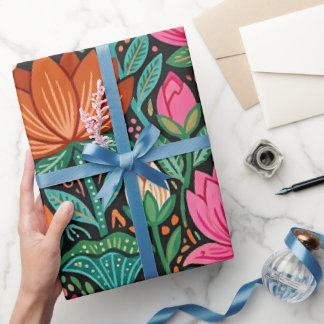 Abstrakt Folk Lotus Fjärilar Presentpapper