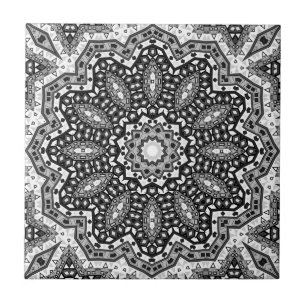 Abstrakt folk mandala ethno kakelplatta