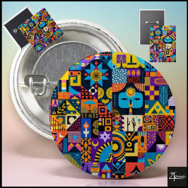 Abstrakt folkkonst geometrisk täcke mosaik knapp