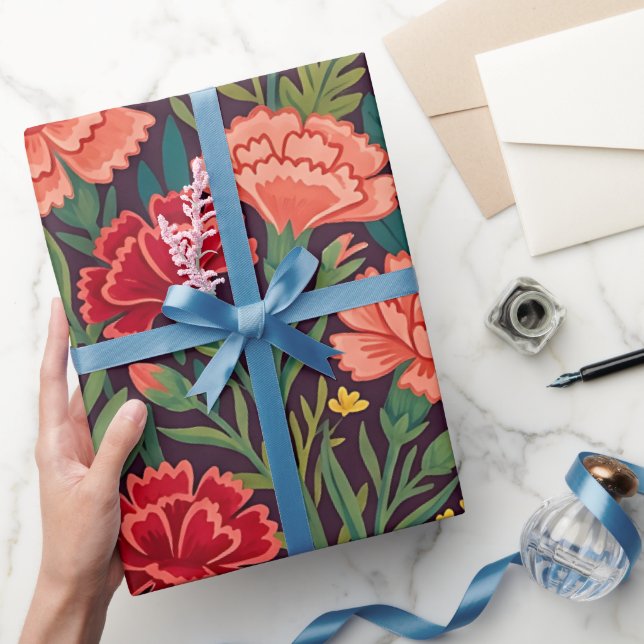 Abstrakt Folkkonst Nejlikor Monark Omslagsduk Presentpapper (Gifting)