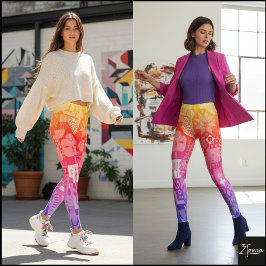Abstrakt folkkonst regnbågssfärdig kvilt leggings