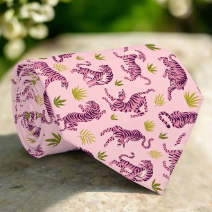 Abstrakt för akut Rosa Tigers Tropical Löv Animal Slips
