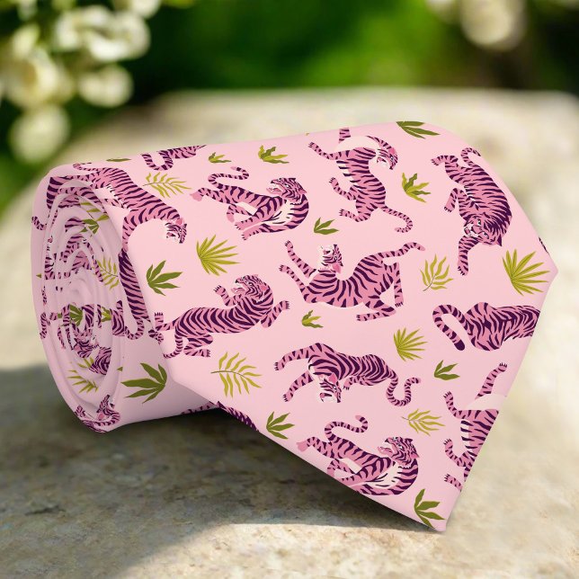 Abstrakt för akut Rosa Tigers Tropical Löv Animal Slips (Skapare uppladdad)