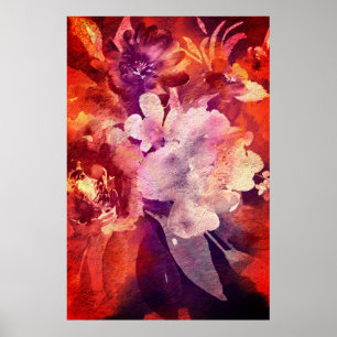 Abstrakt för artificiell burgundisk Blommigt Poster