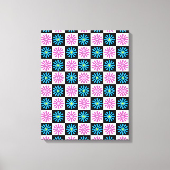 Abstrakt för Aster Rosa Blue Blommigt Canvastryck (Framsida)